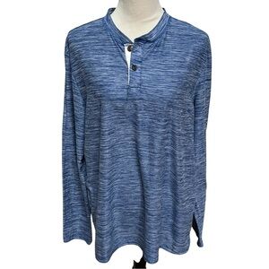 Bruno Milano Men’s Large Blue Long Sleeve Shirt Soft Crewneck Buttons